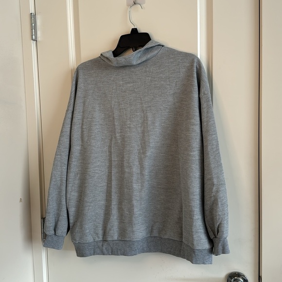 Emery Rose Gray Knit Long Sleeve Pullover 1/4 Zip Sweater - Picture 5 of 8